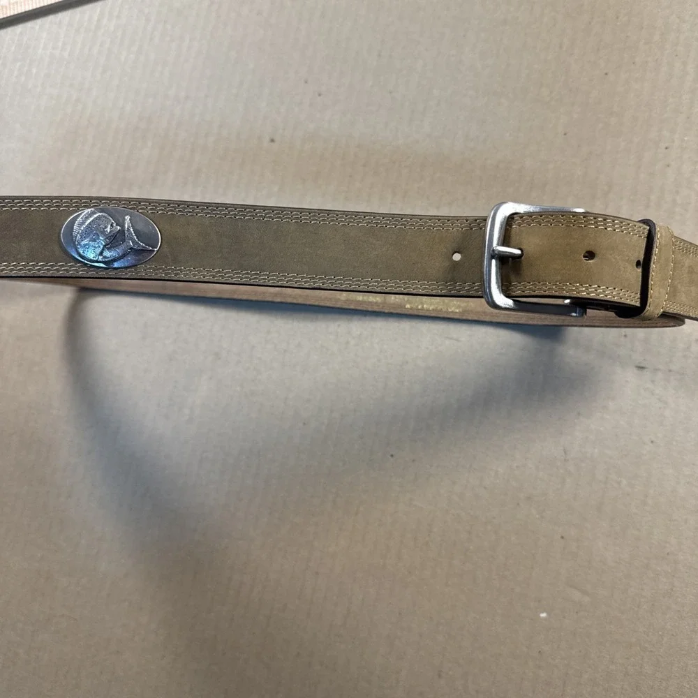 Zep-Pro Belt Full‎ Grain Leather Embossed Metal Redfish Size 42
